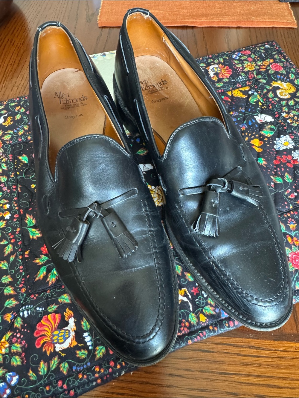 Allen Edmonds Loafers 10.5 D Black Leather Grayson Tassel Slip On Dress Shoes #2